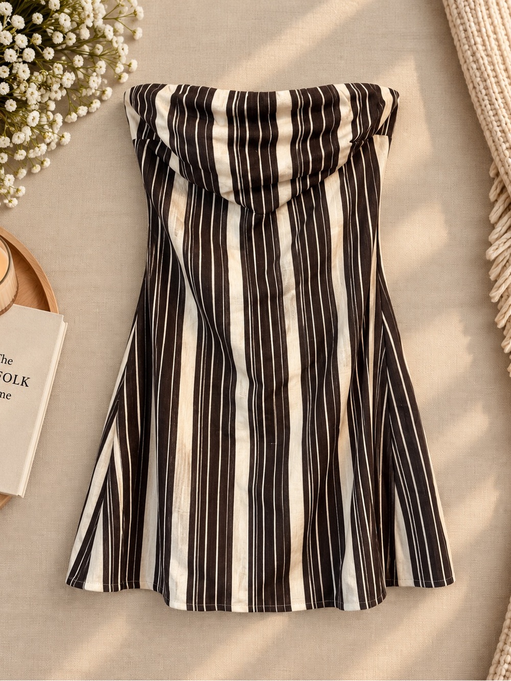 NWT Altar'd State Black and White Striped Strapless Dress